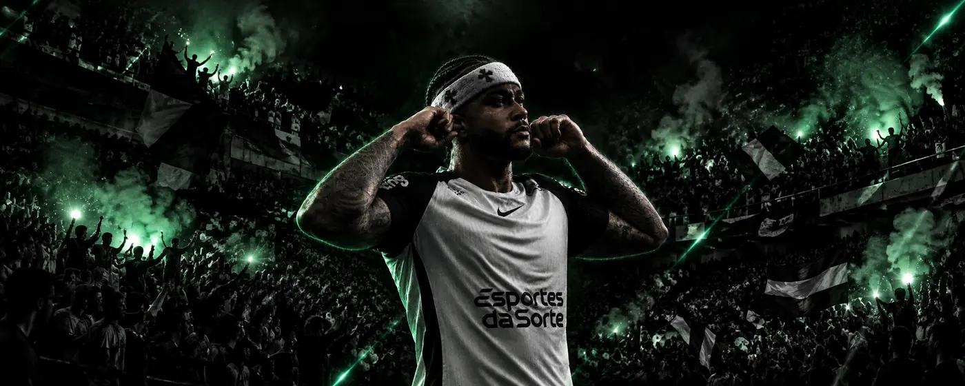 Jogador do Corinthians comemorando