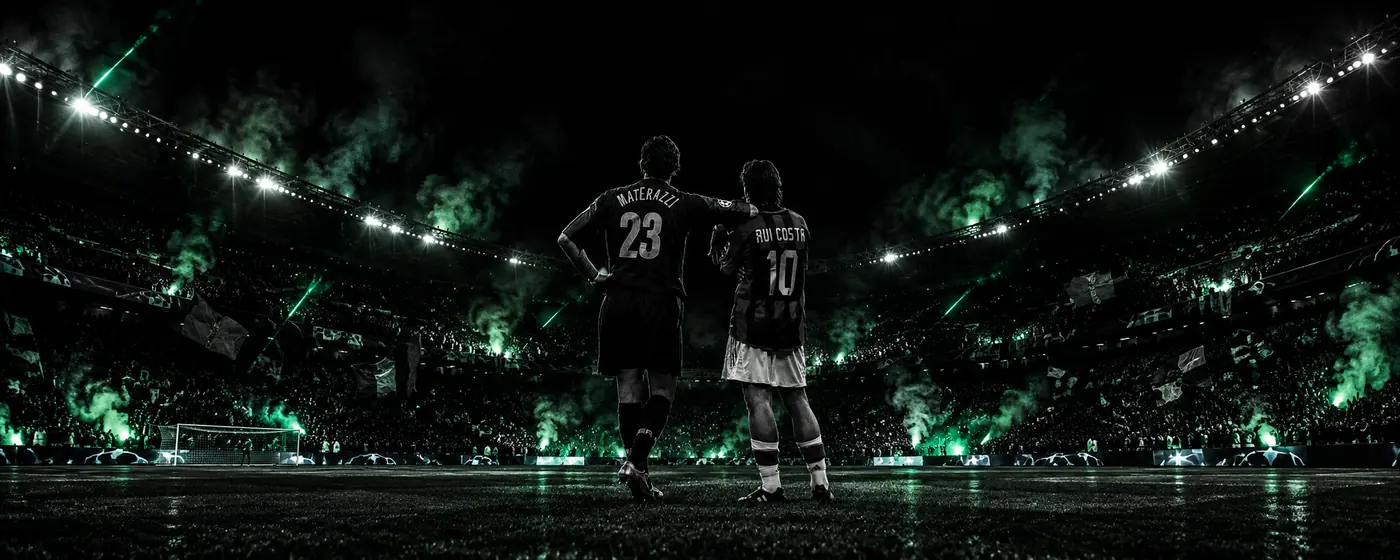 Dois jogadores lado a lado no gramado